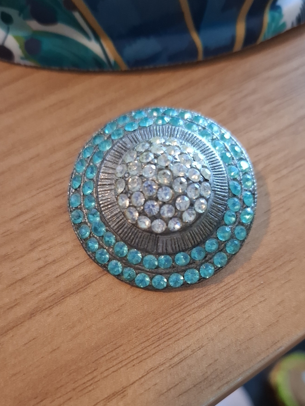 Turquoise Crystal Dome Brooch - Women Jewelry